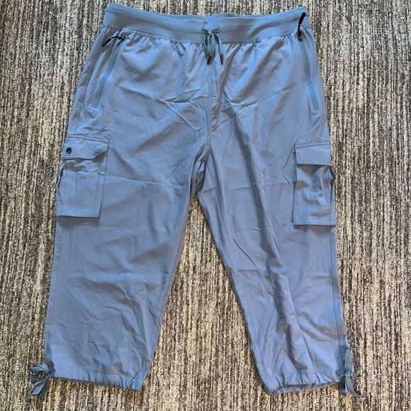 SoothFeel Womens Size XXL Cargo Scrub Pants Blue Adjustable Pockets Straight Leg - Picture 1 of 5